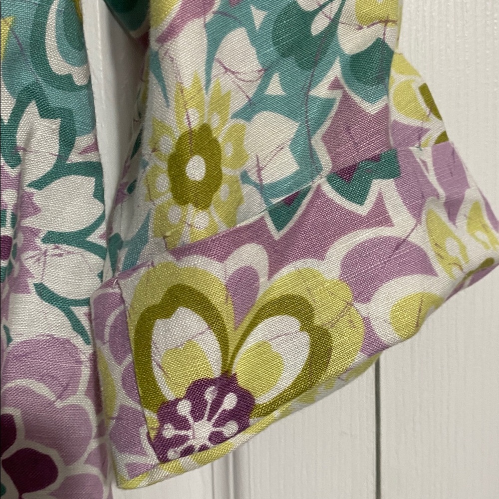 Alfred Dunner Purple & Green Floral Linen Blend Top blouse shirt size 8P - Picture 5 of 10